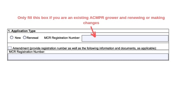 example canada marijuana license form existing grower mcr registration number