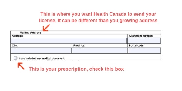 example canada marijuana license form mailing address