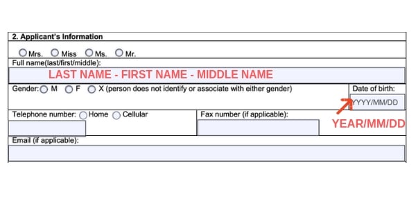 example canada marijuana license form name and date of birth