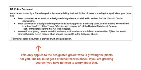 example canada marijuana license form designated grower criminal records check