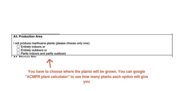 example canada marijuana license form production area info